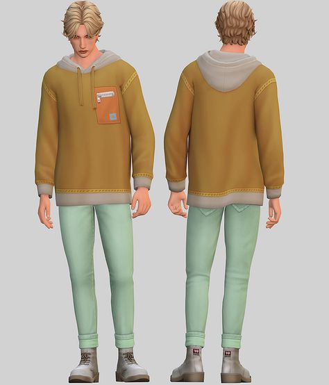 Leo Hoodie | Patreon Sims 4 Oversized Hoodie, Pretty Sims, Cc Lookbook, Layered Hoodie, Sims Games, Green Hoodie, Sims 4 Clothing, Sims 4 Cc, Oversized Hoodie