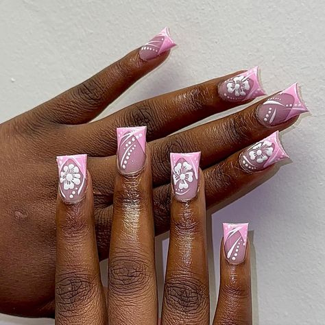 My first time doing hibiscus flowers😍😭 August Bookings Are Open💖 #explore #longnails #extendonails #houstonnails #houstonnailtech… | Instagram Hiscubus Flower Nail, Short Hibiscus Flower Nails, Black Hibiscus Nails, Hibiscus Flower Nails Short, Habisquis Flower Nail, Lotus Flower Nails, Hawaiian Flower Nails Acrylic, Hibiscus Flower Nails, Hawaiian Flower Nails