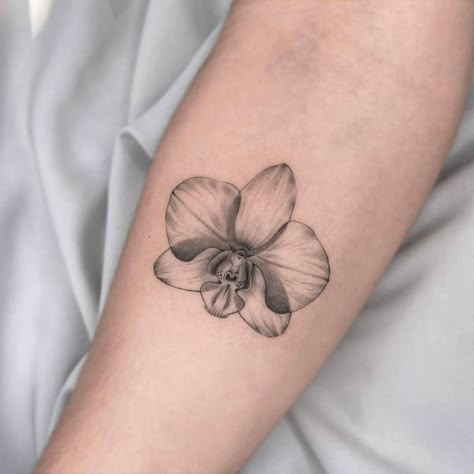 Orchid Fine Line, Tattoo Orchid, Orchid Tattoo Meaning, Orchid Tattoos, Orchid Flower Tattoos, Guitar Tattoo Design, Art Nouveau Tattoo, Nouveau Tattoo, Orchid Tattoo