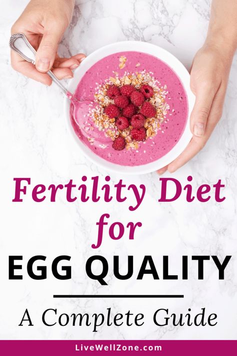 If you're trying to conceive and need help figuring out what to include in your fertility diet, then this article is for you. You will learn how to improve egg quality and boost fertility naturally with fertility boosting foods. These guidelines are helpful even if you are struggling with pcos infertility and you want a natural way to improve your pcos fertility diet(as well as other natural fertility tips). Fertility Boosting Foods, Improve Egg Quality, Ivf Diet, Boost Fertility Naturally, Fertility Smoothie, Fertility Nutrition, Fertility Tips, Boost Fertility, Fertility Supplements