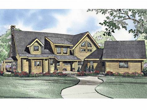 Log Houses House Plan with 3537 Square Feet and 3 Bedrooms from Dream Home Source | House Plan Code DHSW33063 Log Cabin House Plans, Outdoor Bench Plans, Log Home Plan, Unique House Plans, Log Home Floor Plans, Cabin Floor, House Plans 3 Bedroom, Cabin Floor Plans, Monster House Plans