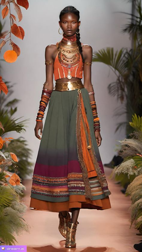 Afro Indian Fashion, African Fantasy Clothing, Wakanda Outfits, Cultural Fusion Fashion, Solar Punk Fashion, Hindu Fashion, Mali Fashion, Peruvian Fashion, South Asian Fashion