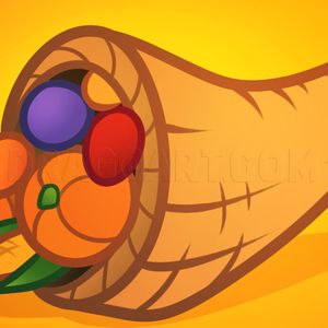 How To Draw A Cornucopia, Step by Step, Drawing Guide, by Dawn | dragoart.com Drawing Guide, Small Pumpkins, Artists For Kids, Step Drawing, Guided Drawing, Lessons For Kids, Step By Step Drawing, Types Of Food, Cool Drawings