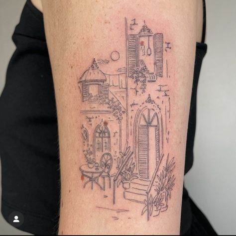 Scenery Tattoo, Framed Tattoo, Handpoke Tattoo, Home Tattoo, Dainty Tattoos, Custom House, Dream Tattoos, Tattoo Set, Simplistic Tattoos