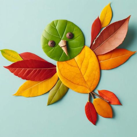 Animal Craft Ideas, Leaf Crafts Kids, Leaf Art Diy, Autumn Leaves Craft, Leaf Projects, Animal Craft, Leaf Animals, Fall Arts And Crafts, Festa Harry Potter