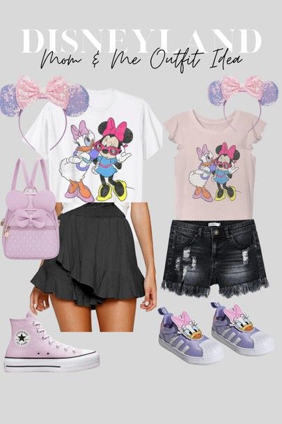 Disney Outfits For Disneyland, Mickey Disney Outfit, Chic Disneyland Outfits, Disney Parks Outfits Spring, Shein Disney Outfit, Disney Mom And Me Outfits, Disneyland Leggings Outfit, Disneyland Outfits Women Summer, Disney Outfit Ideas For Kids