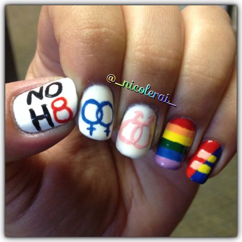 Gay Pride Nail Art for International Day Against Homophobia #gaypride #noh8 @_nicolerai_ Pride Nail Art, Pride Nail, Men Nails, Pride Nails, Mens Nails, Pride Makeup, Short Nails Art, Popular Nails, Rainbow Nails