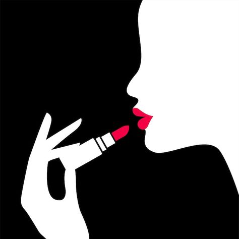 Study Makeup, Lip Balm Labels, Silhouette Images, Beauty Lipstick, Woman Silhouette, Makeup Makeup, Pink Wallpaper, Beautiful Woman, Line Drawing