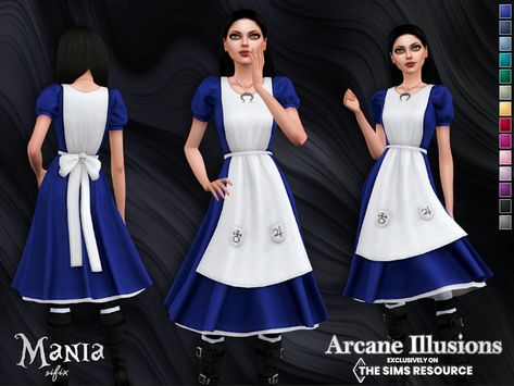 The Sims Resource - Arcane Illusions - Mania Dress Sims 4 Alice Madness Returns, Alice Madness Returns Sims 4 Cc, Sims 4 Cc Alice Madness Returns, Sims 4 Arcane, Sims Dress, Cc Shopping, Alice Costume, Madness Returns, Alice In Wonderland Dress