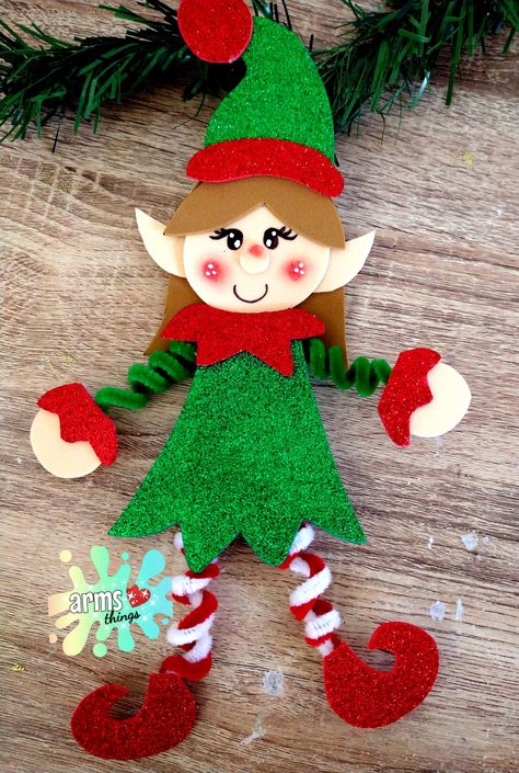 Manualidades Navideñas Elf Crafts, Hanger Crafts, Holiday Crafts Christmas, Felt Christmas Ornaments, Christmas Ornament Crafts, Christmas Crafts Decorations, Christmas Crafts For Kids, Felt Christmas, Christmas Activities