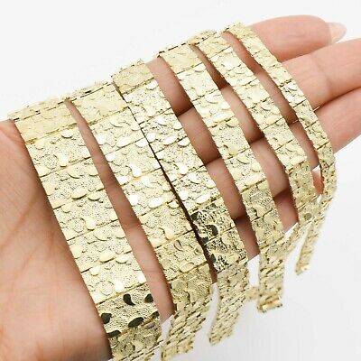 (eBay) Nugget Textured Rectangle Edge Link Bracelet Real 10K Yellow Gold Nugget Bracelet, Gold Nugget, Dope Jewelry, Fine Jewelry Bracelets, Gold Plated Bracelets, Mens Jewelry Bracelet, Bracelet Collection, Jewelry Business, Bracelets And Charms