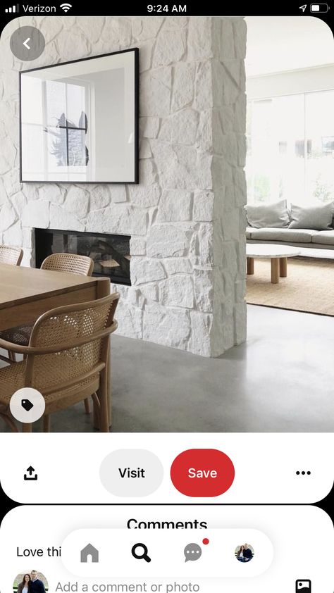 Light Rock Fireplace, White Limestone Fireplace, Faux Stone Wall Interior, Kitchen Stone Wall, White Stone Fireplace, Stone Wall Ideas, Interior Stone Wall, Whitewash Fireplace, Gabriola Island