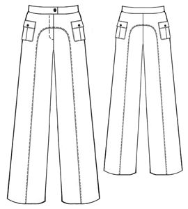 Modern Sewing Patterns (free!) - #5354 Pants with rounded reliefs Flat Drawings, Sewing Pants, Modern Sewing Patterns, Pants Sewing Pattern, Womens Sewing Patterns, Pattern Drafting, Women Pants, Sewing Patterns Free, Sewing Clothes