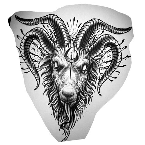 Goat Face Tattoo, Goat Stomach Tattoo, Baphomet Head Tattoo, Demon Goat Tattoo, Goat Head Tattoo Design, Satanic Goat Tattoo, Goat Head Drawing, Goat Head Tattoo, Satanic Tattoo Design