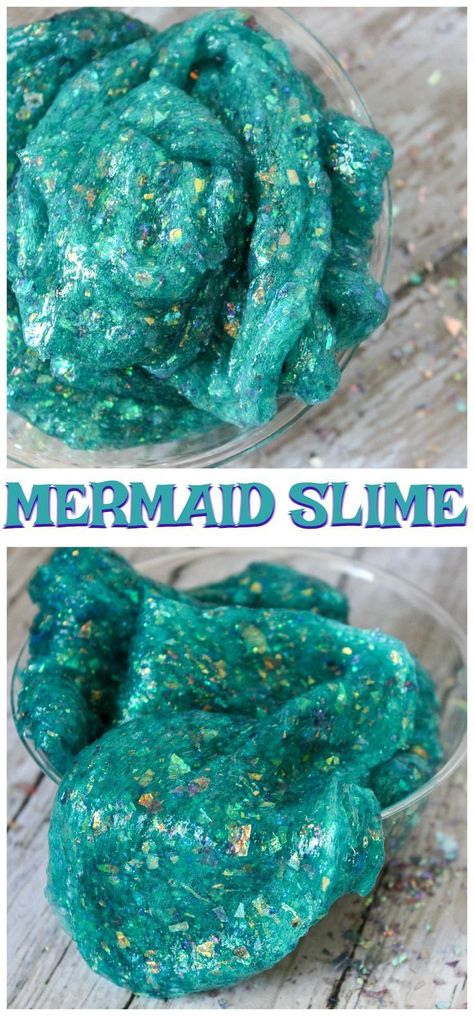 Mermaid Party Activity Ideas, Mermaid Birthday Party Activities Fun Games, Mermaid Activities, Mermaid Slime Party, Mermaid Science Experiment, Girls Mermaid Party, Colorful Slime, Mermaid Slime, Mermaid Glitter