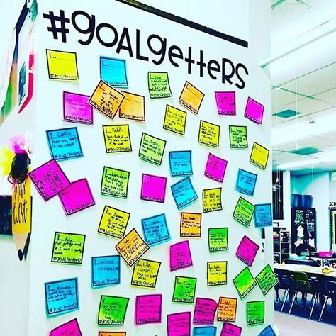 Goal Getter Wall With Student Goals. Image only. Goals Board Ideas, Class Goals, Goals Bulletin Board, Goals Board, Classroom Goals, Goal Board, Goal Getter, Bulletin Board Ideas, 4th Grade Classroom