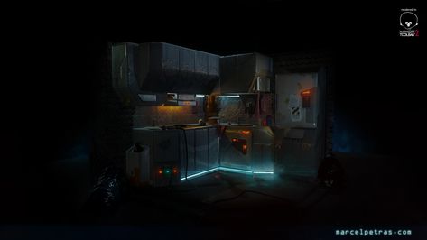 Cyberpunk Kitchen, Jazz Music, Residential Interior, Space Exploration, Cyberpunk, Fireplace, Photography, Home Decor, Home Décor