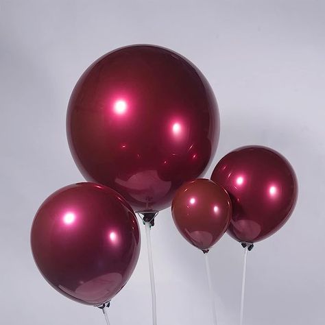 Burgundy Balloons, Birthday 19, Baby Birthday Decorations, Balloon Installation, Metallic Balloons, Balloon Arrangements, Garland Arch, 70th Birthday Parties, Anniversary Decorations