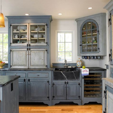 Dark Cobalt Blue Matte Farmhouse Cabinets Farmhouse Gray Kitchen, Luxury Farmhouse Kitchen, Timeless Kitchen Cabinets, Farmhouse Kitchen Cabinet, Kitchen Cabinet Makeover, Farmhouse Gray, Farmhouse Kitchen Colors, Gray Kitchen Cabinets, Rustic Farmhouse Kitchen Cabinets