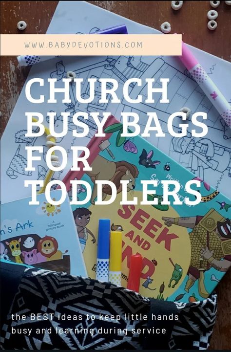 Church Busy Bags, Worship Bags For Kids, Busy Bags For Toddlers, Gods Calling, Quiet Toddler Activities, Quiet Bags, Toddler Entertainment, Preschool Ministry, Kids Church Activities