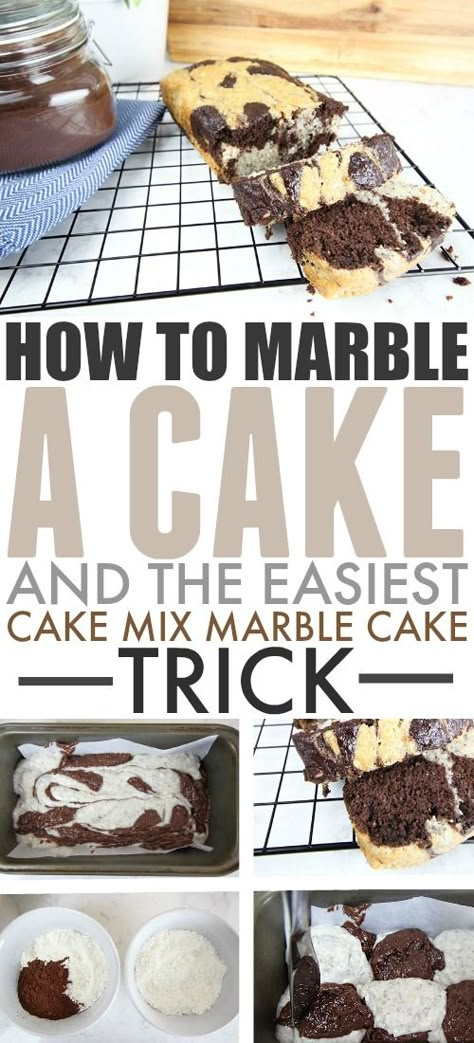 Marble Graduation Cakes, Birthday Cake Marble Design, How To Make Marble Cake With Box Cake, Small Batch Marble Cake, How To Marble Cake, Marble Cake Mix Recipes, Marble Cake With Box Cake, Marble Cake From Box Mixes, Diy Marble Cake