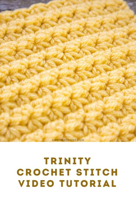 Trinity Crochet Stitch Tutorial Crochet Trinity Stitch, Trinity Stitch, Crochet Washcloth Pattern, Crochet Stitch Tutorial, Crochet Square Blanket, Crochet Patterns Free Beginner, Crochet Stitches For Blankets, Washcloth Pattern, Crochet Washcloth