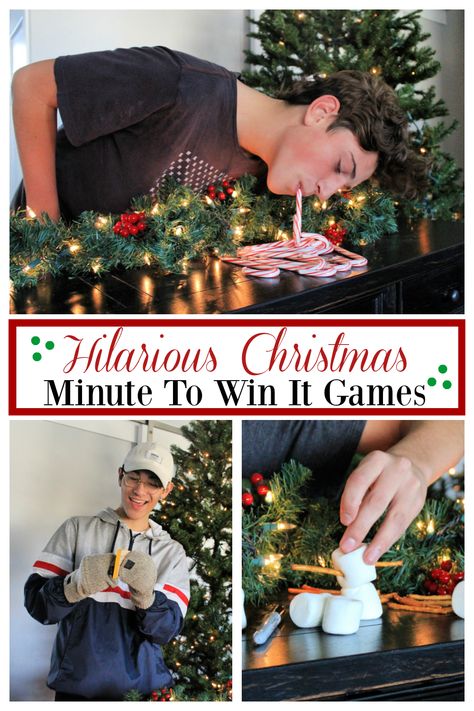 Hilarious Minute To Win It Christmas Games – Fun-Squared Christmas Minute To Win It, Christmas Party Games For Groups, Christmas Games To Play, Christmas Party Games For Adults, Fun Family Christmas Games, Christmas Party Ideas For Teens, Christmas Games For Adults, Xmas Games, Adult Christmas Party