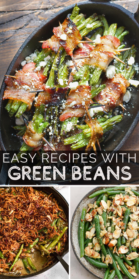 These green bean recipes are perfect for every occasion! Whether you’re looking for the best green bean casserole recipe or a fresh air fryer green beans recipe you can have ready in 10 minutes, this list has everything you will need. Green Bean Appetizers, The Best Green Bean Casserole, Best Green Beans, Easy Green Bean Recipes, Air Fryer Green Beans, Fresh Green Bean Recipes, Peas Recipes, Healthy Green Beans, Cookout Recipes