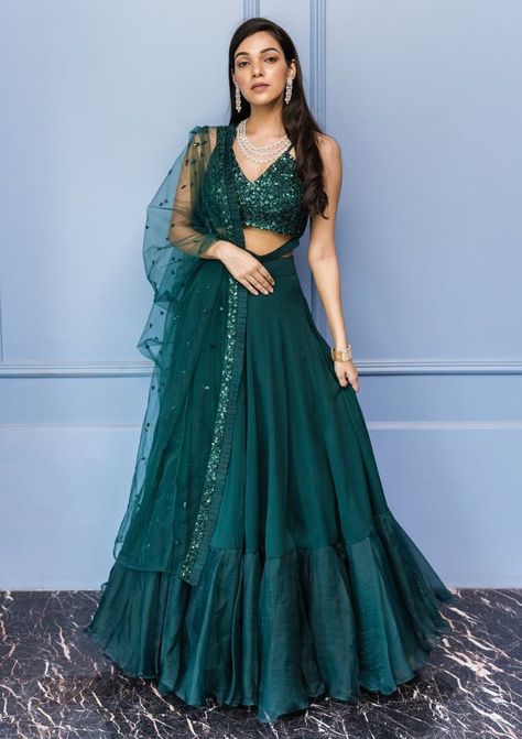 #wattpad #fanfiction Two people....Came into one another's life...by family Join PRACHI and RANBIR in there life Plain Lehenga, Embroidered Bustier, Indian Bridesmaids, Georgette Skirt, Organza Lehenga, Cutout Blouse, Gaun Fashion, Dress Indian, Sanya