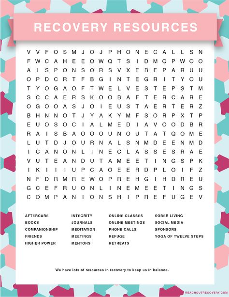 Click the image to download, print, and play! #wordsearch #recoverywordsearch #printablewordsearch #free #freedownload #freewordsearch #recovery #soberlife #sober #trusttheprocess #innerpeace #serenity #positivevibes #positivity #recoverylife #recoveryresources National Recovery Month, Free Printable Crossword Puzzles, Printable Crossword Puzzles, Free Printable Word Searches, Free Word Search, Free Printables Organization, Mental Health Activities, Word Search Printables, Word Puzzle