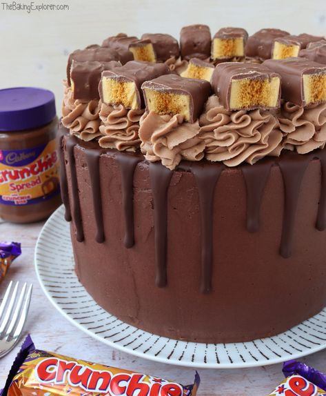 Crunchie Drip Cake Crunchie Cake, Drip Cake Recipes, Crunchie Bar, Chocolate Drip Cake, Chocolate Sponge, Chocolate Drip, Birthday Cake Recipe, Gender Reveal Cake, Drip Cake