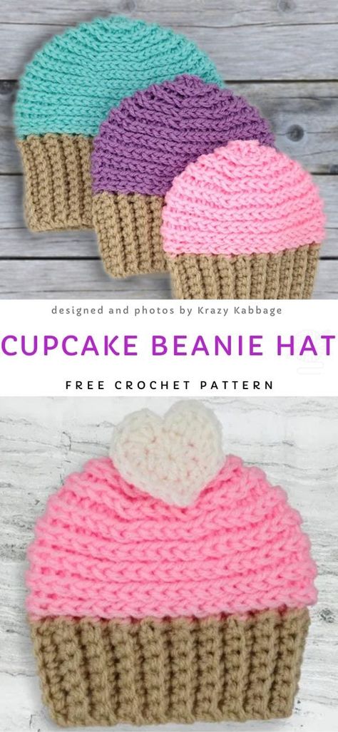 Crochet Directions, Cap Design Ideas, Crochet Cupcake Hat, Crochet Cat Beanie, Baby Crochet Hat, Crochet Headwear, Crochet Baby Cap, Crochet Hat Patterns, Cupcake Hats