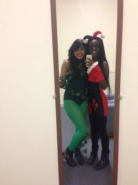 Poison ivy and Harley Quinn Harly Quinn X Poison Ivy Costume, Harley And Poison Ivy Costume, Harley And Ivy Costume, Harley Quinn And Ivy Costumes, Harley Quinn Poison Ivy Costume, Harley Quinn And Poison Ivy Costume, Poison Ivy And Harley Quinn, Ivy And Harley, Harley Costume