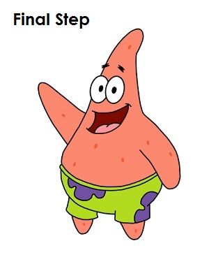 Draw Patrick Star Final Step Patrick Star Drawing Easy, Patrick Star Painting Canvas Easy, How To Draw Patrick Star, Patryk Spongebob, Patrick Star Shorts, Draw Patrick Star, Patrick Drawing, Patrick Spongebob, Fun Chalk Art