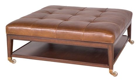 Tucker Ottoman W158-OT - Our Products - Vanguard Furniture Square Ottoman Coffee Table, Leather Ottoman Coffee Table, Ottoman Square, Simple Stitching, Ottoman Round, Luxe Home, Table Ottoman, Leather Storage Ottoman, Custom Coffee Table