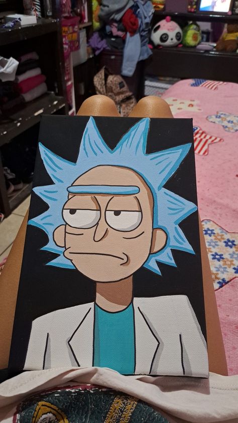 Simple Rick And Morty Painting, Danny Phantom Painting Canvas, Cartoon Character Paintings High, Rick And North Painting, Canvas Painting Ideas Rick And Morty, Gaming Painting Ideas, Easy Rick And Morty Painting, Rick And Morty Art Canvas, Painting Ideas Rick And Morty