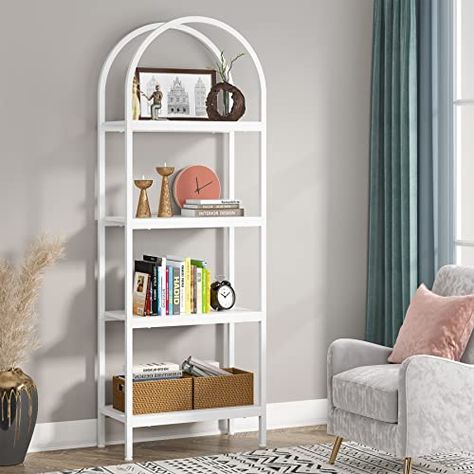 Arched Bookcase, Narrow Bookshelf, Open Bookshelf, Open Display Shelf, 4 Shelf Bookcase, Office Display, Bookcase Display, Open Bookshelves, Shelves White