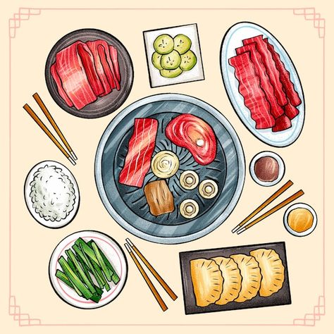 Bbq Illustration, Tiny House Family, Bahasa China, House Family, Luxury Business Cards, Elegant Business Cards, Korean Bbq, Food Illustration, Business Card Template Design