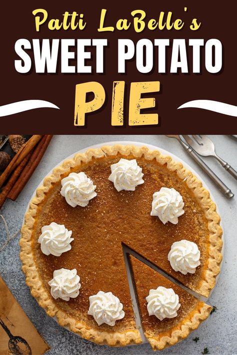 Make Patti LaBelle’s sweet potato pie once, and you'll never go back to boring old pumpkin. It's a southern classic your family will crave again and again. Pattie Labelle Sweet Potato Pie, Sweet Potato Pie With Lemon Extract, Patty Labelle Sweet Potato Pie Recipe, Patti Labelle Sweet Potato Pie, Mississippi Sweet Potato Pie Recipe, Patti Labelle Recipes, Sweet Patato, Freeze Sweet Potatoes, Sweet Potato Pies Recipes