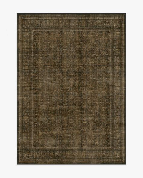 Vesper Olive & Gold Rug | Ruggable Olive And Rust Rug, Brown Green Rug, Dark Area Rug Kitchen, Brown Bedroom Rug, Gender Neutral Rug, Black And Brown Rug Living Room, Vintage Modern Rug, Solid Color Rugs In Living Room, Warm Tone Rug