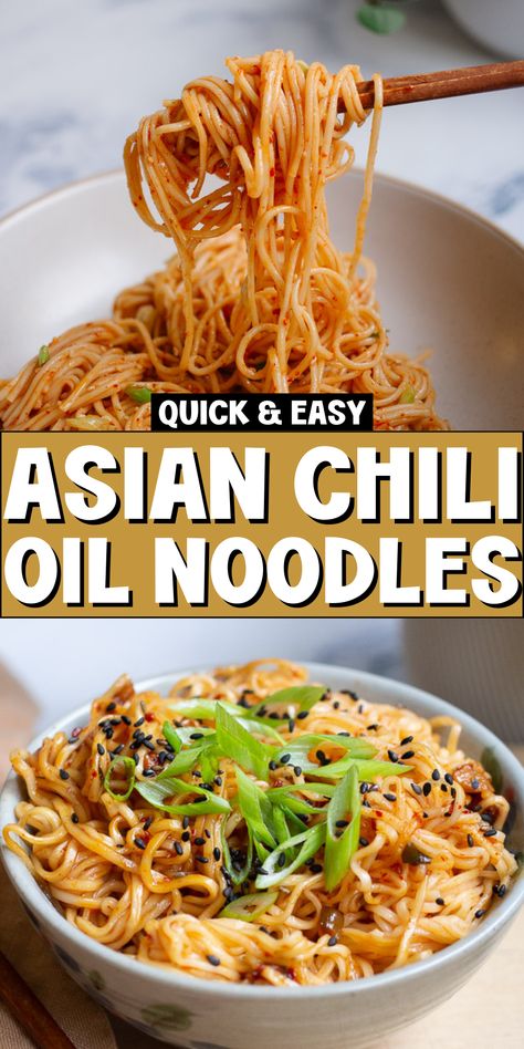 Spice up your meals with Chili Garlic Noodles (ready in 10 minutes)! These chili garlic noodles are a delicious Asian delight, perfect for a quick and healthy meal. Try our chili garlic beef noodles or chili garlic rice noodles for variety. Whether you crave Korean chili garlic noodles or garlic chili ramen noodles, this dish will satisfy your taste buds. Use an instant pot for a fuss-free experience, or enjoy the 10 minute garlic chili oil noodles for a speedy meal. Balsamic Noodles, Meals With Chili, Garlic Rice Noodles, Rice Noodle Ramen Recipe, Garlic Chili Oil Noodles, Chili Ramen, Chili Garlic Noodles, Chili Oil Noodles, Korean Noodle Dishes