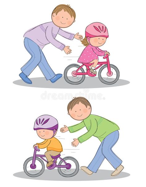 Learning to ride a bike. Hand drawn picture of child learning to ride a bicycle. , #AD, #drawn, #picture, #child, #Hand, #Learning #ad Learn To Ride A Bike, Riding Bike Illustration, Riding A Bike Illustration, 가족 일러스트, Cycle Drawing, Wordless Picture Books, Child Hand, Kids Cycle, Bike Drawing