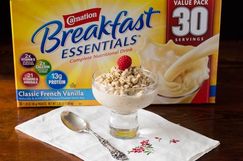 Easy Overnight Oats made with Carnation Breakfast Essentials Carnation Instant Breakfast Smoothie, Carnation Instant Breakfast, Carnation Breakfast Essentials, Instant Breakfast Recipe, Breakfast Hack, Breakfast Oats Overnight, Breakfast Essentials, Easy Overnight Oats, Instant Breakfast