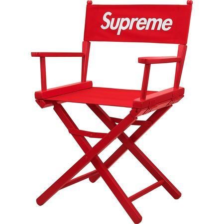 Supreme Director's Chair- Red Hypebeast Room, Sneaker Storage, Supreme Bape, Furniture Ads, Directors Chair, Furniture Logo, Inexpensive Furniture, Towel Colors, Oval Table