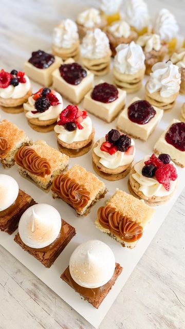 Cheesecake Petit Fours, Mini Cheesecake Wedding, Pan Dulce Dessert Table, Petifours Mini Desserts, Pan Dulce Bar Mexican Weddings, Pan Dulce Dessert Table Mexican Weddings, Anniversary Dessert, Mini Patisserie, Lemon Curd Cheesecake