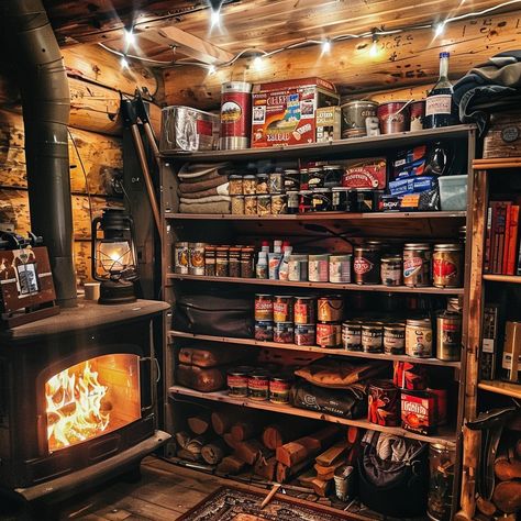 Cozy Cabin Interior: A warmly lit cabin corner with a glowing fireplace and a well-stocked wooden shelf. #cabin #cozy #fireplace #wood #shelf #aiart #aiphoto #stockcake ⬇️ Download and 📝 Prompt 👉 https://ayr.app/l/jyt7 Trapper Cabin Interior, Alaskan Cabin Interior, Cozy Wood Cabin, Cabin Cozy Aesthetic, Cabin Must Haves, Old Cabin Interior, Cabin House Interior, Cabin Core Aesthetic, Shelf Cabin