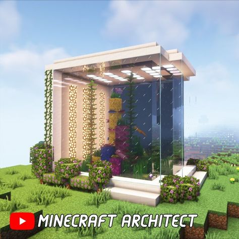 Fish Tank Minecraft, Aquarium In Minecraft, Minecraft Aquarium Ideas, Minecraft Aquarium, Gato Minecraft, Minecraft Mansion, Minecraft Interior, Giant Fish, Cute Minecraft Houses