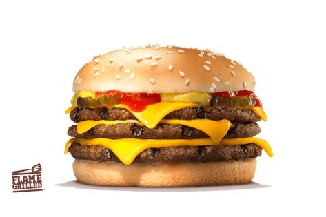 Triple Cheeseburger - BURGER KING® Triple Cheeseburger, Cajun Recipes, Burger King, Chicken Burgers, Grilling Recipes, Hamburger Bun, Cheeseburger, Cheddar, Food Art