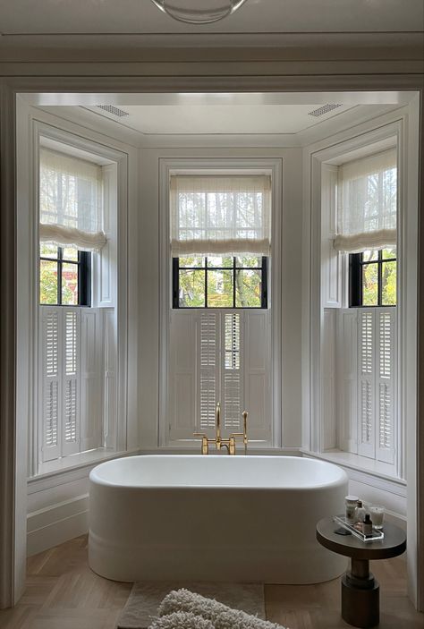 Window Less Bathroom, Bathtub By Window, Bathroom Curtain Ideas Window Bath, Window Shadow, New House Bathroom, Bathroom Window, Timeless Interiors, Powder Room Design, Interior Design Mood Board