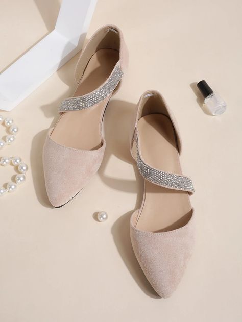 Canary Houze · Products · Sparkling Rhinestone Strappy Flats: Black Suedette with Fashionable Contrast Color · Shopify Fancy Sandals, Strappy Flats, Chic Heels, Suede Ballet Flats, Flat Dress Shoes, Pink Flats, Ankle Strap Flats, Women Flats, Fancy Shoes